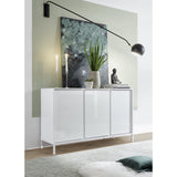 Santino 3 Door White Gloss Sideboard with Metal Legs - FurniComp