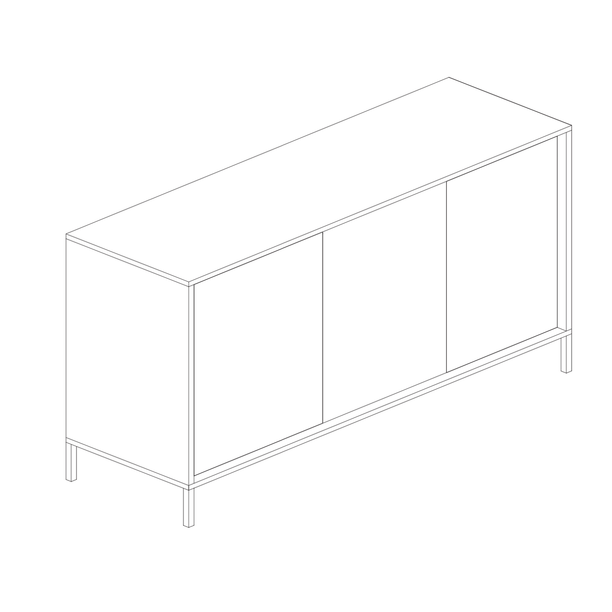 Santino 3 Door White Gloss Sideboard with Metal Legs - FurniComp