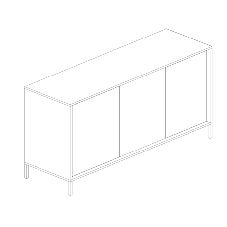 Santino 3 Door White Gloss Sideboard with Metal Legs - FurniComp