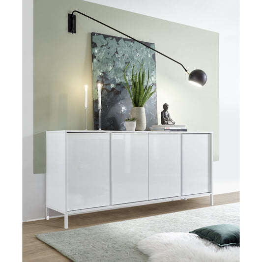 Santino 4 Door White Gloss Sideboard with Metal Legs - FurniComp