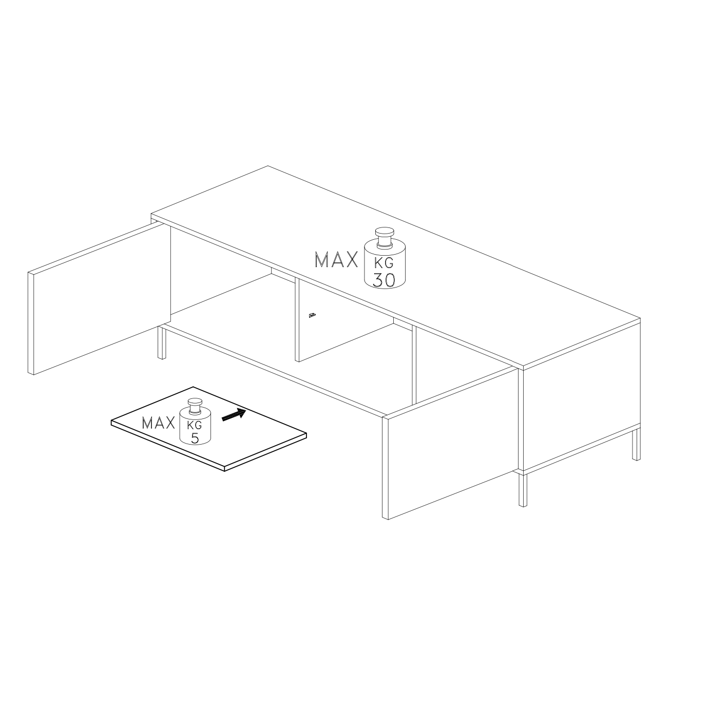 Santino Large 2 Door White Gloss TV Unit with Metal Legs - FurniComp