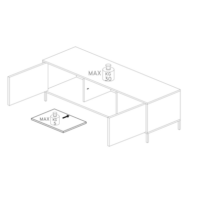 Santino Large 2 Door White Gloss TV Unit with Metal Legs - FurniComp