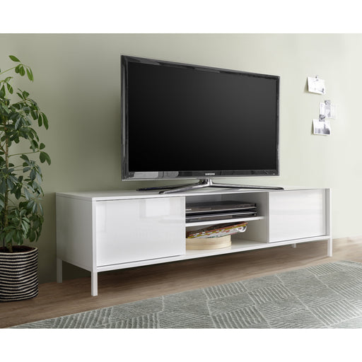 Santino Large 2 Door White Gloss TV Unit with Metal Legs - FurniComp