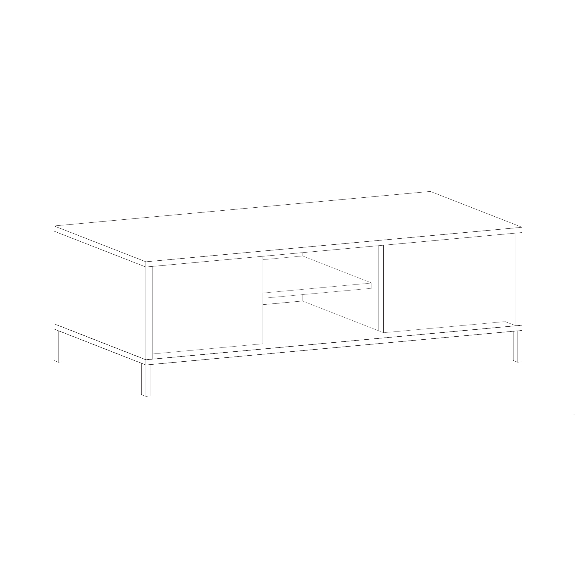 Santino Large 2 Door White Gloss TV Unit with Metal Legs - FurniComp