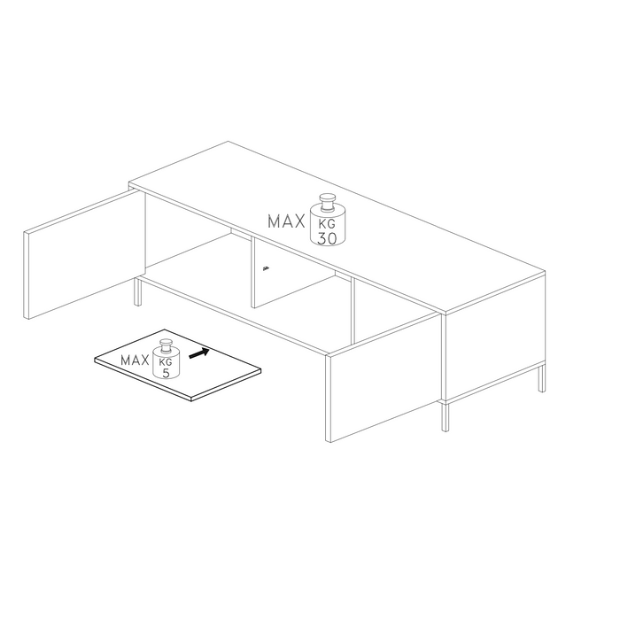 Santino Small 2 Drawer White Gloss TV Unit with Metal Legs - FurniComp
