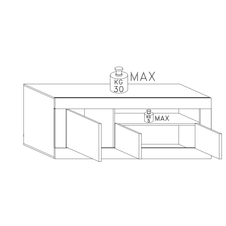 Siena 3 Door Anthracite and Concrete Grey TV Unit - FurniComp