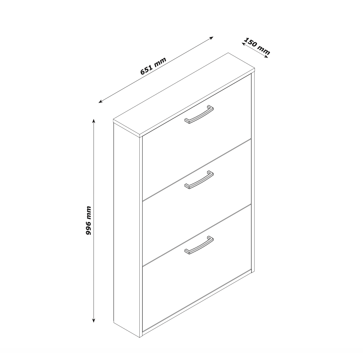 Capri 3 Drawer Sonoma Oak Compact Shoe Storage Cabinet - FurniComp