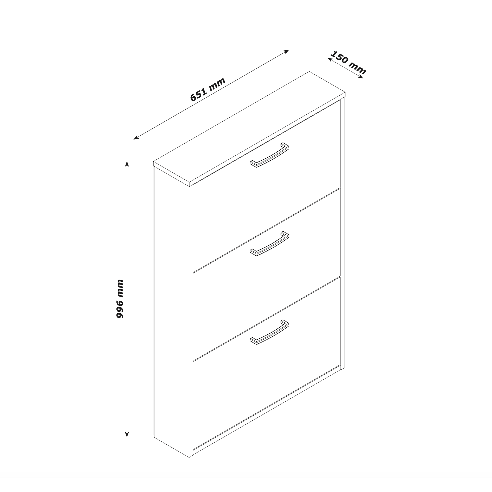 Capri 3 Drawer Sonoma Oak Compact Shoe Storage Cabinet - FurniComp