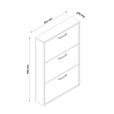 Capri 3 Drawer Sonoma Oak Compact Shoe Storage Cabinet - FurniComp