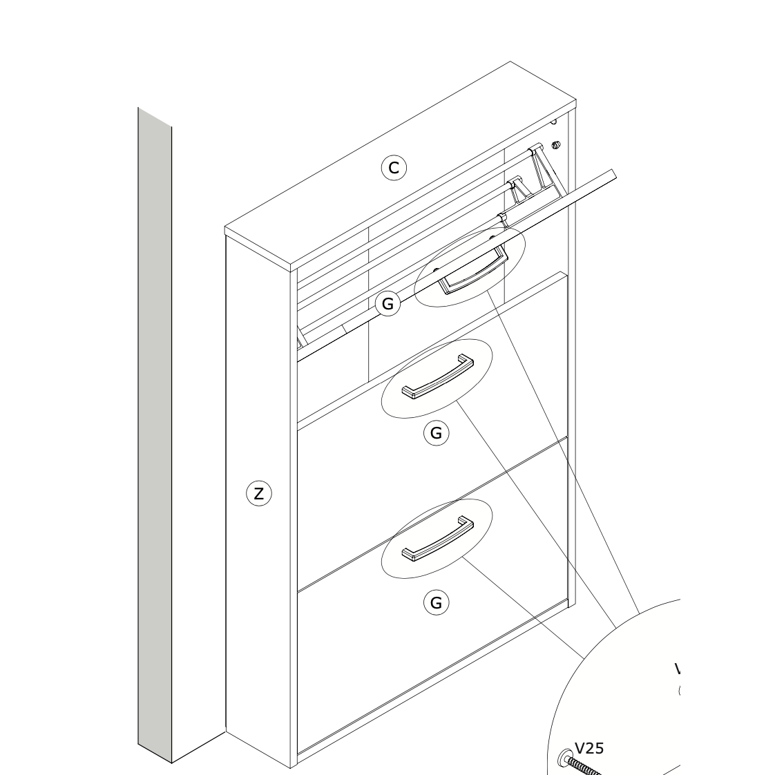 Capri 3 Drawer Sonoma Oak Compact Shoe Storage Cabinet - FurniComp