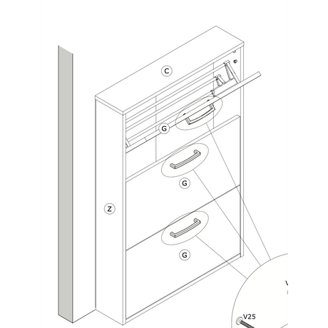 Capri 3 Drawer Sonoma Oak Compact Shoe Storage Cabinet - FurniComp