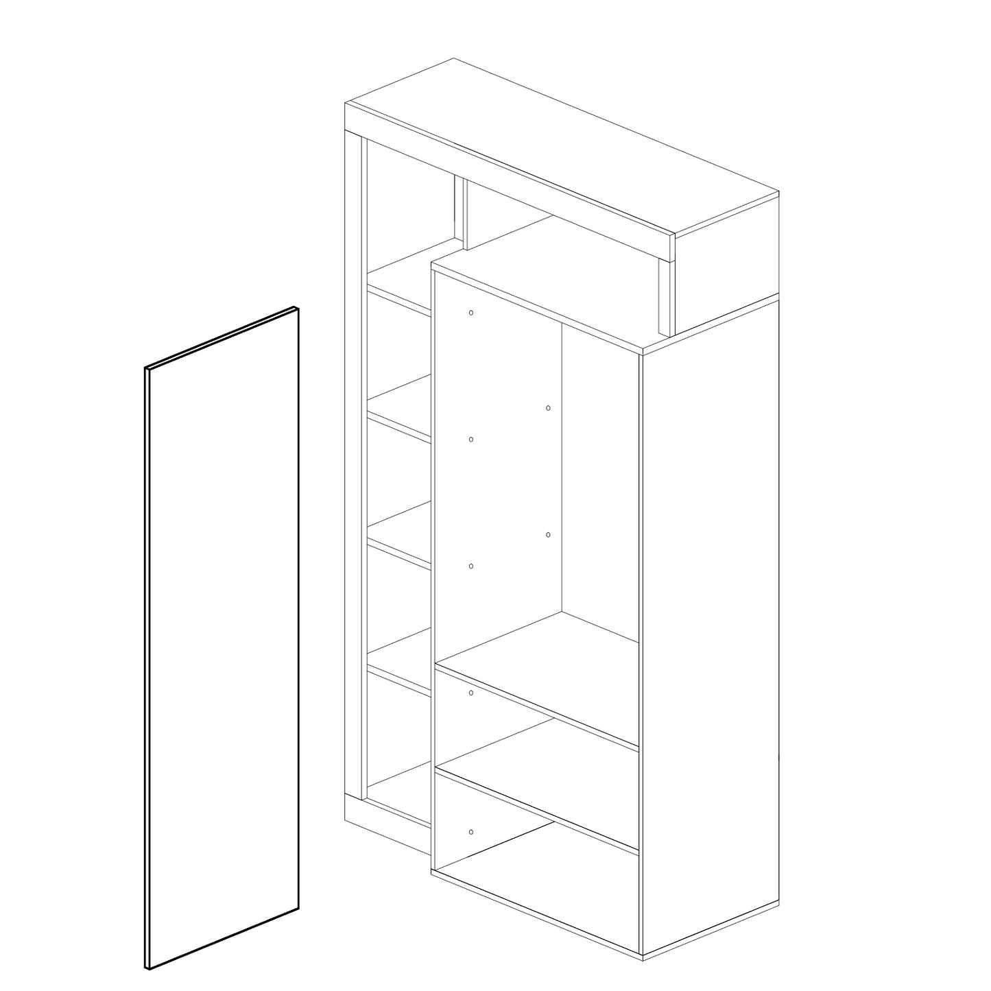 Lorenzo Natural Oak 1 Door Mirrored Tall Narrow Hallway Wardrobe - FurniComp