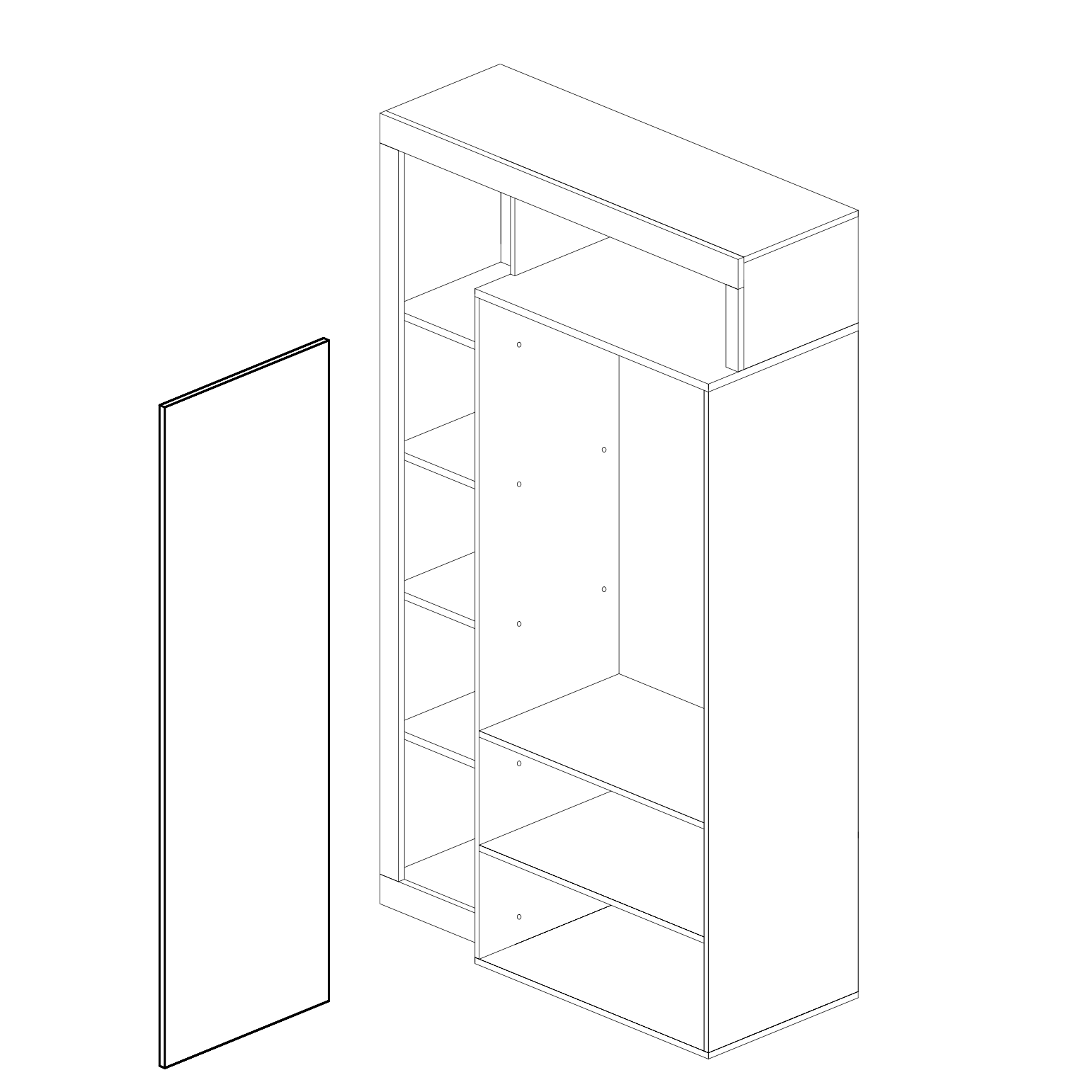 Lorenzo Natural Oak 1 Door Mirrored Tall Narrow Hallway Wardrobe - FurniComp