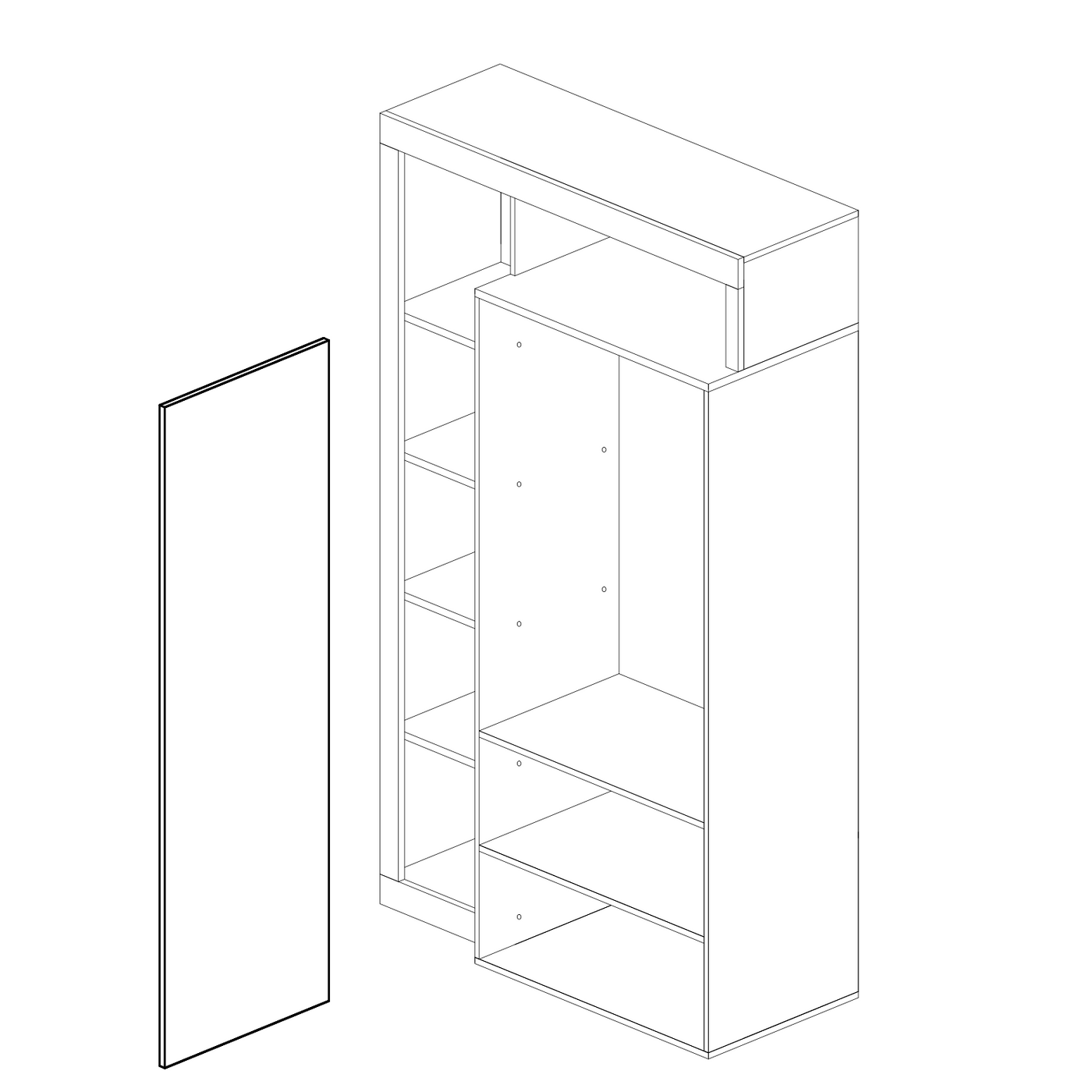 Lorenzo Natural Oak 1 Door Mirrored Tall Narrow Hallway Wardrobe