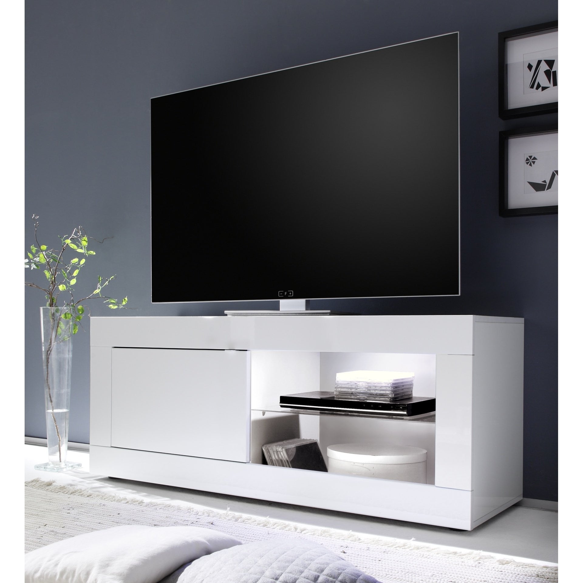 Selene 1 Door White Gloss TV Unit - FurniComp