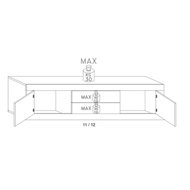 Selene Large 2 Door 2 Drawer Matt Black and Oak TV Unit - FurniComp