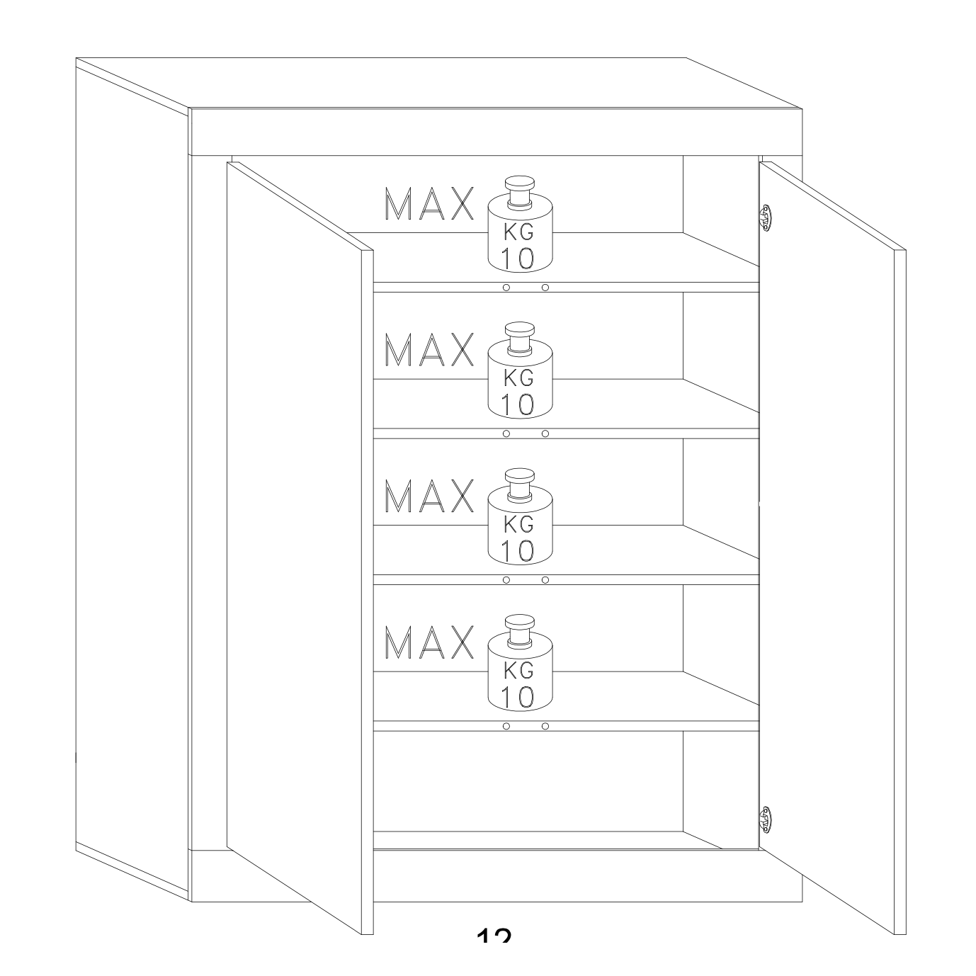 Selene 2 Door Large White Gloss Shoe Storage Cabinet - FurniComp