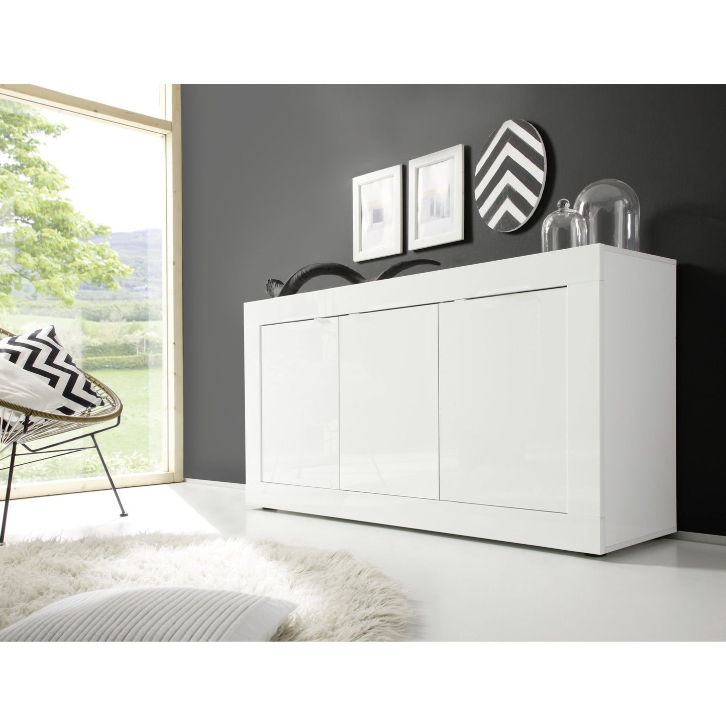 Selene 3 Door White Gloss Sideboard - FurniComp