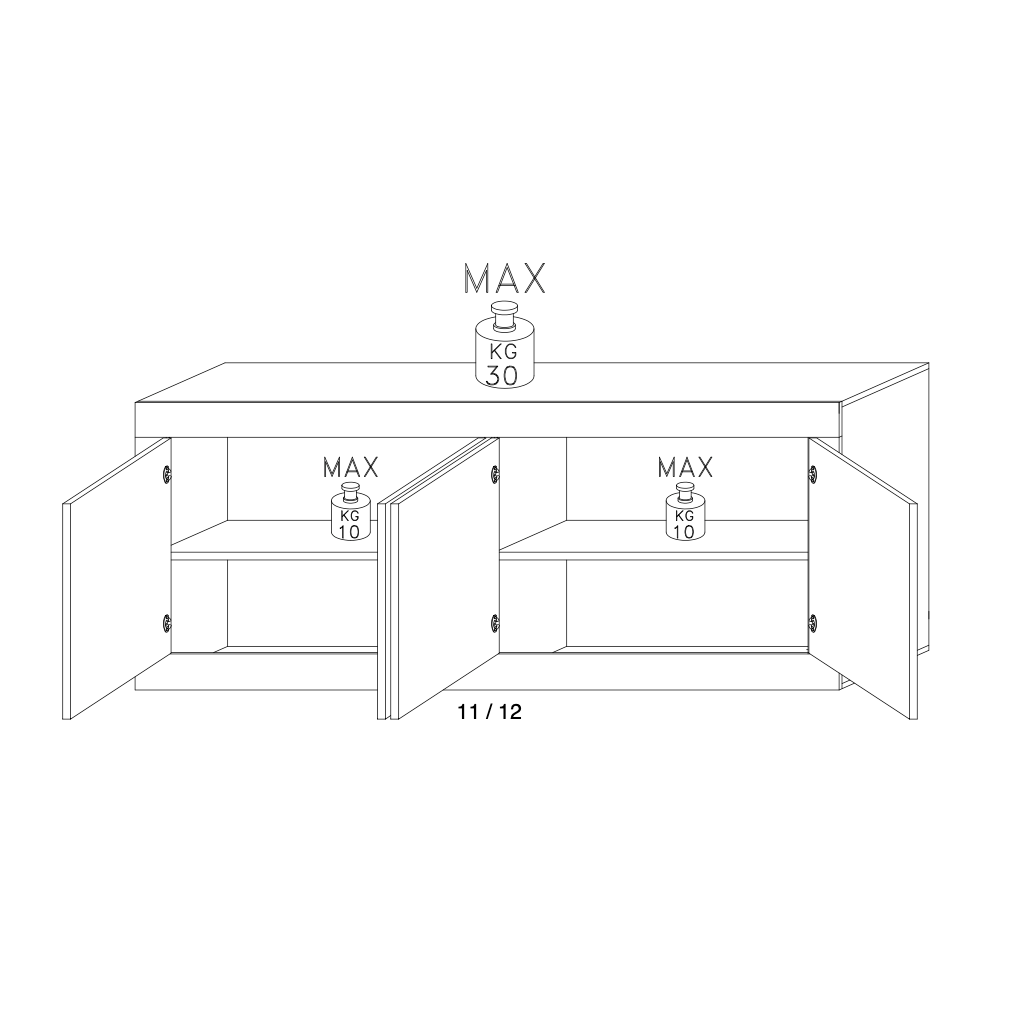 Selene 4 Door Matt Black and Oak Sideboard - FurniComp