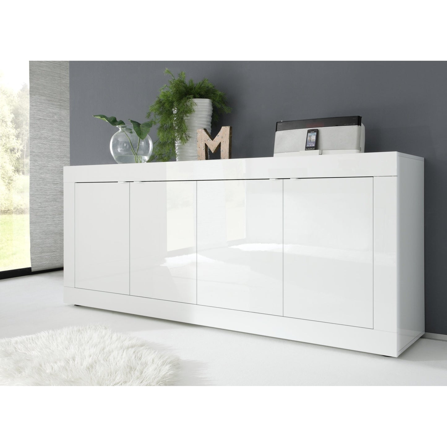 Selene 4 Door White Gloss Sideboard - FurniComp