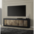Selene Large 2 Door 2 Drawer Matt Black and Oak TV Unit - FurniComp