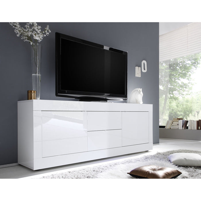Selene Large 2 Door 2 Drawer White Gloss TV Unit - FurniComp