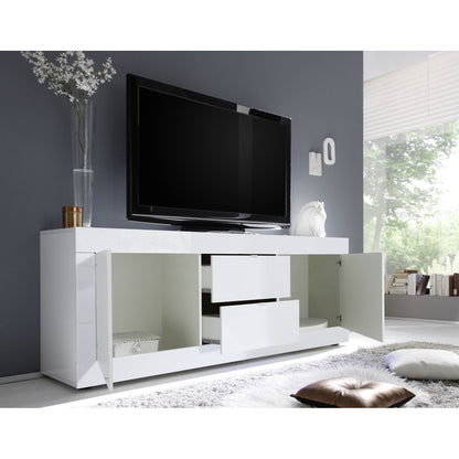 Selene Large 2 Door 2 Drawer White Gloss TV Unit - FurniComp