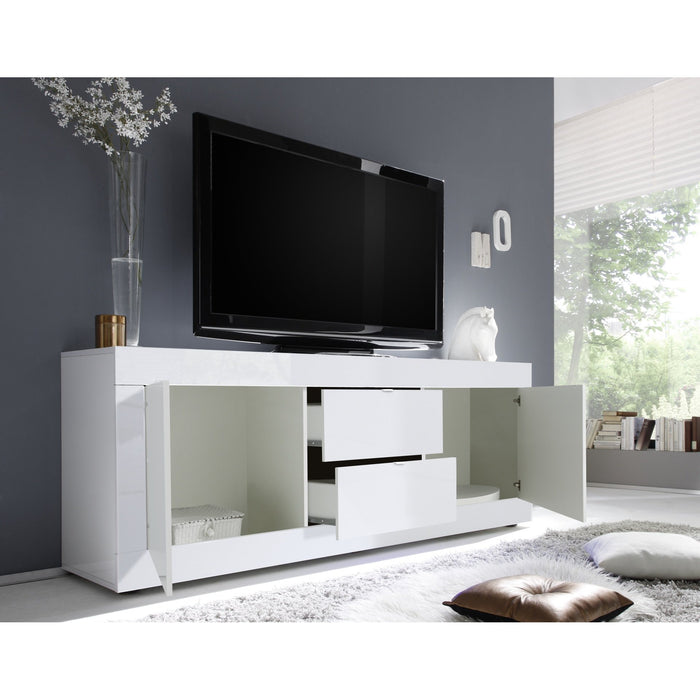 Selene Large 2 Door 2 Drawer White Gloss TV Unit - FurniComp