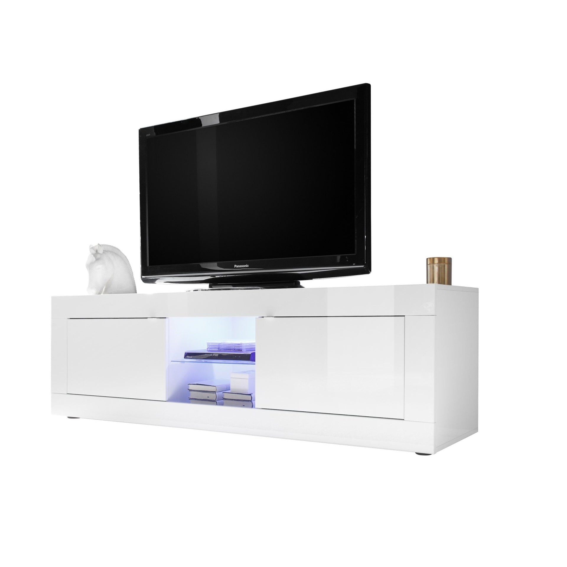 Selene Large 2 Door White Gloss TV Unit - FurniComp