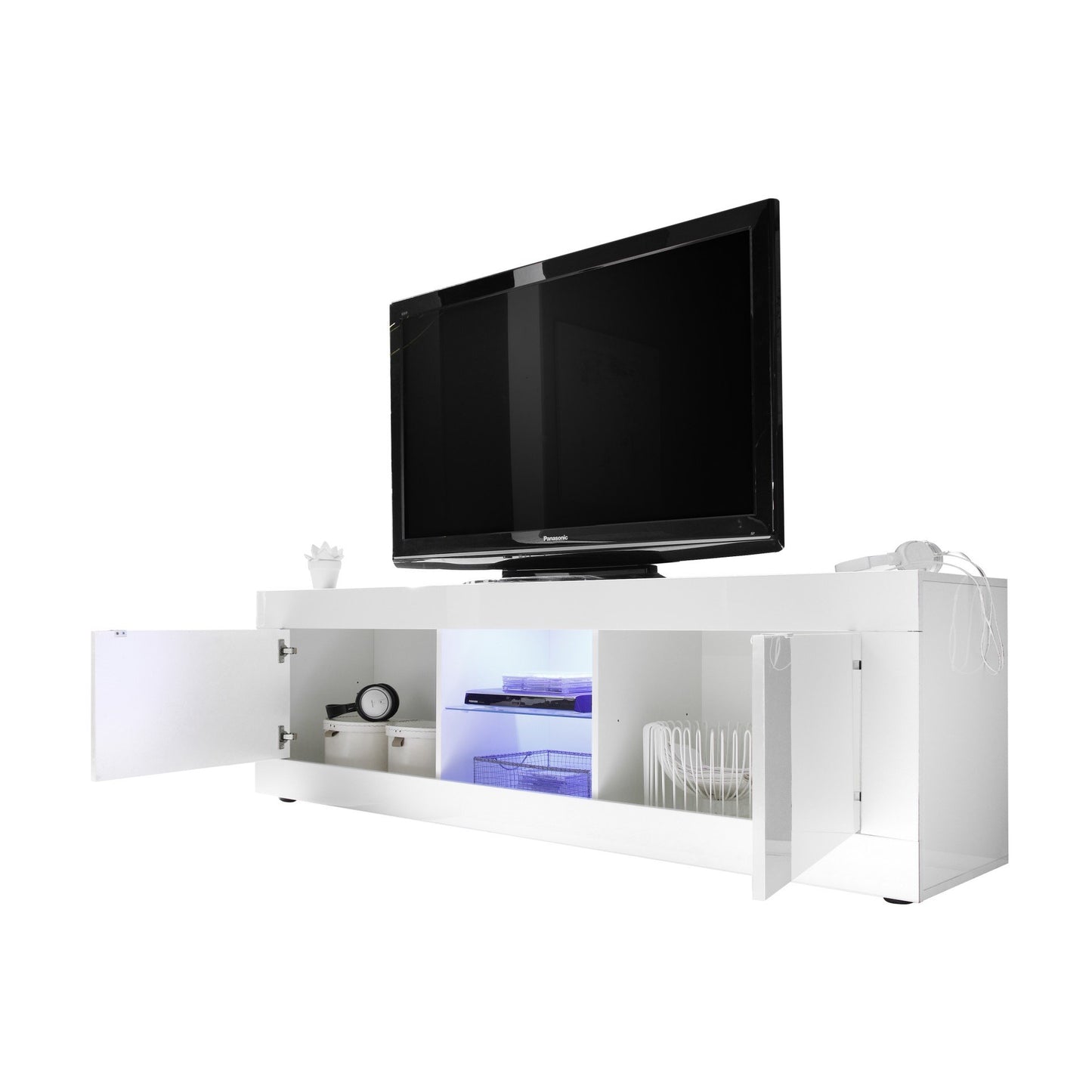 Selene Large 2 Door White Gloss TV Unit - FurniComp