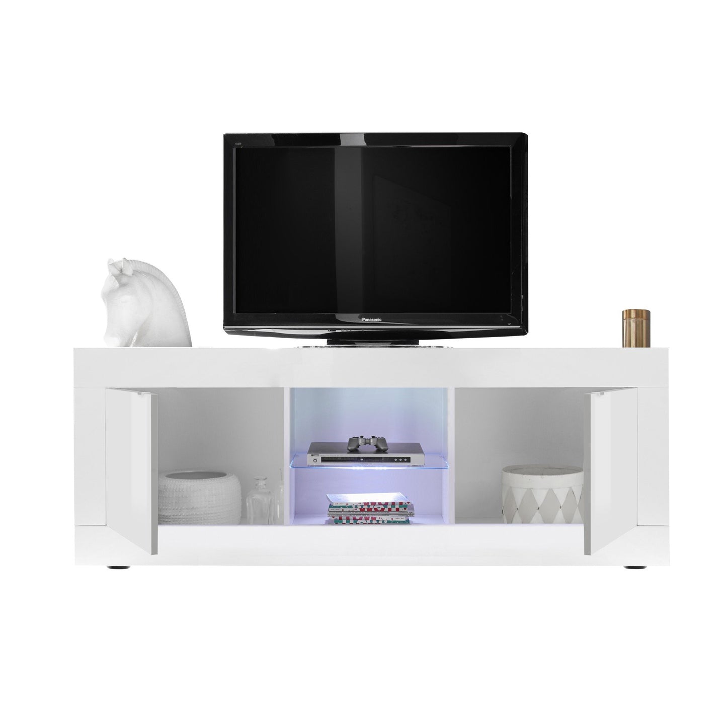 Selene Large 2 Door White Gloss TV Unit - FurniComp