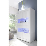 Selene Large 4 Door White Gloss Glass Display Cabinet - FurniComp