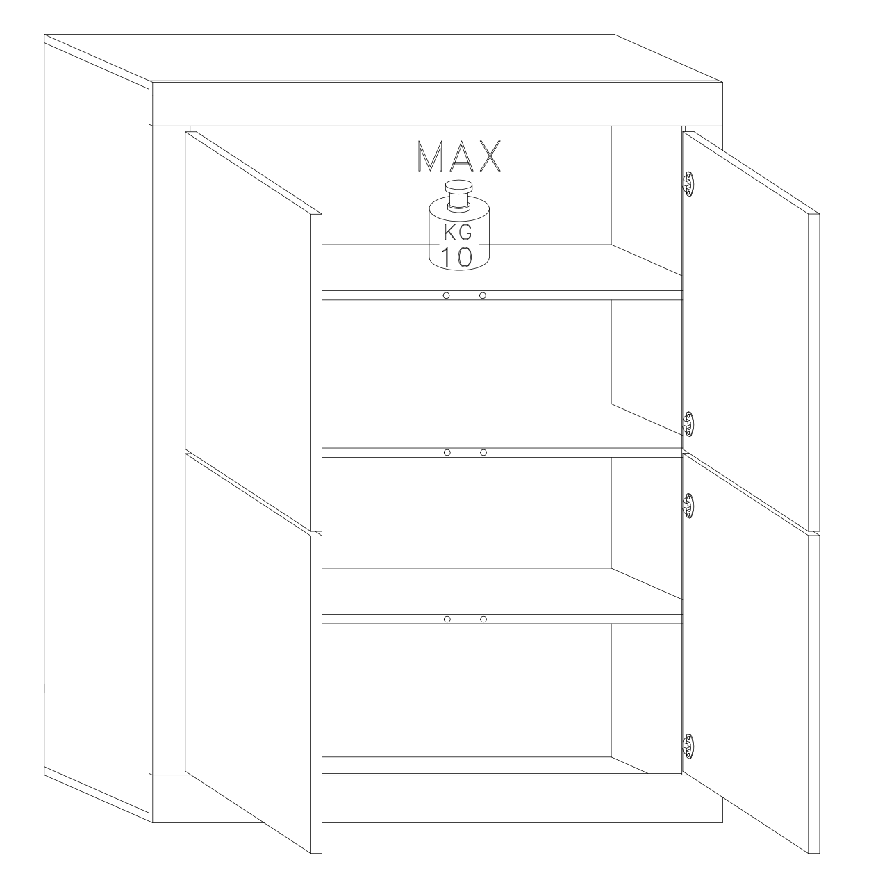 Selene Large 4 Door White Gloss Tall Sideboard/Highboard - FurniComp