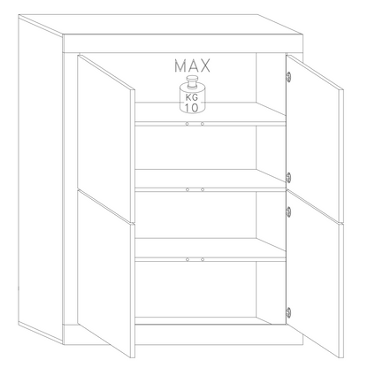 Selene Large 4 Door White Gloss Tall Sideboard/Highboard - FurniComp