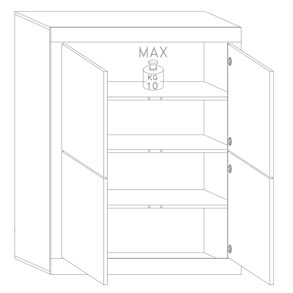 Selene Large 4 Door White Gloss and Grey Tall Sideboard/Highboard - FurniComp