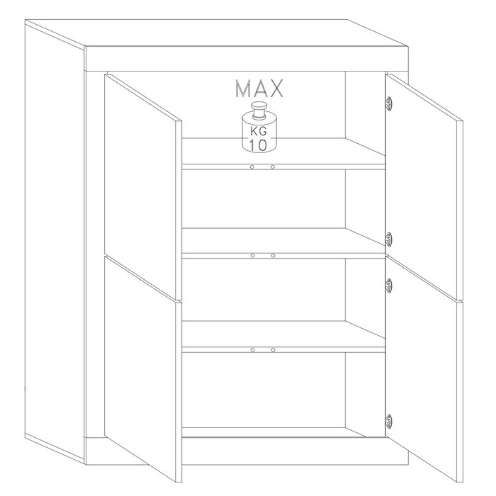 Selene Large 4 Door White Gloss and Grey Tall Sideboard/Highboard - FurniComp