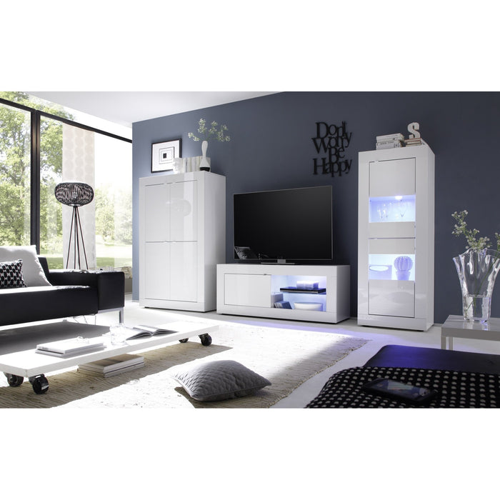 Selene 1 Door White Gloss TV Unit - FurniComp