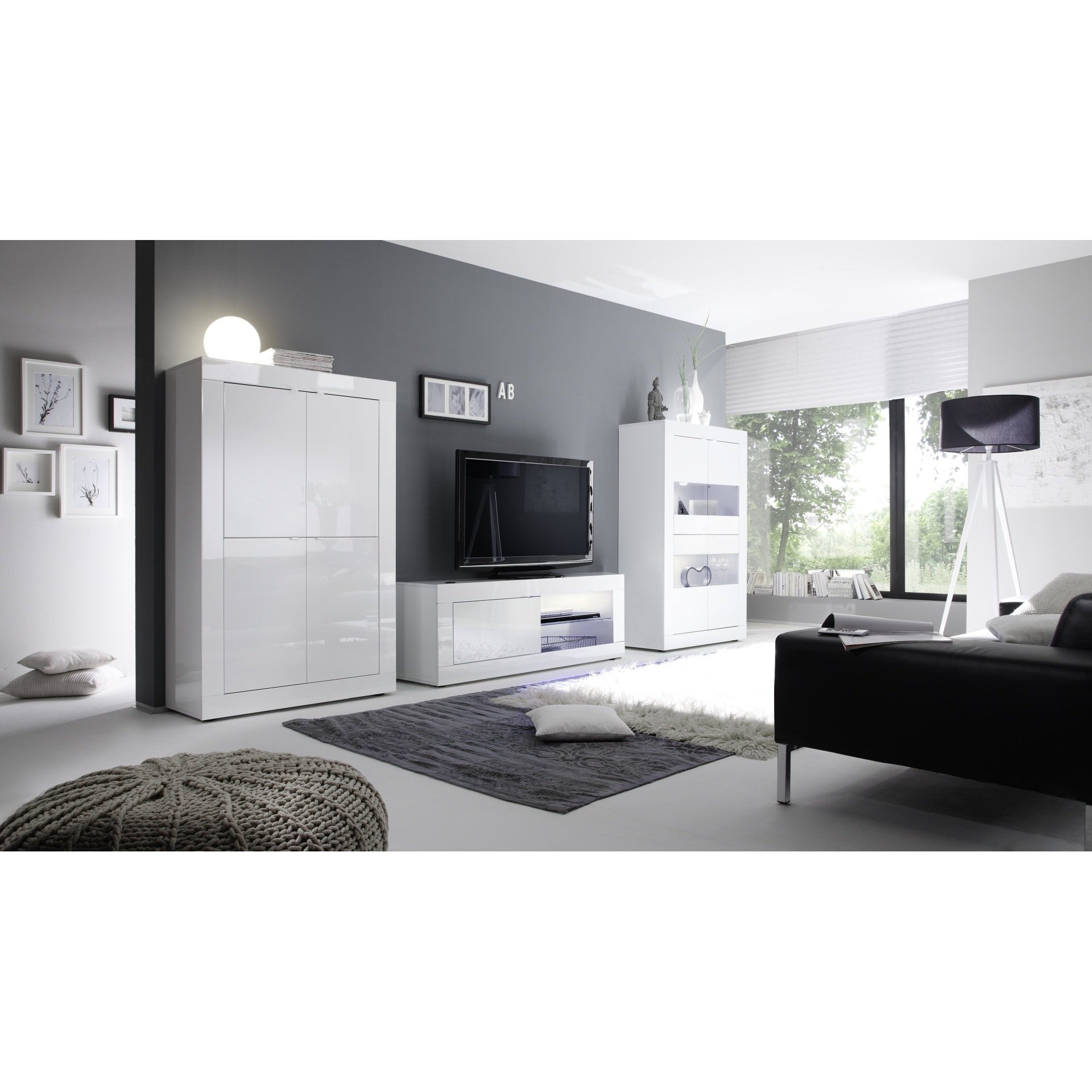 Selene 1 Door White Gloss TV Unit - FurniComp