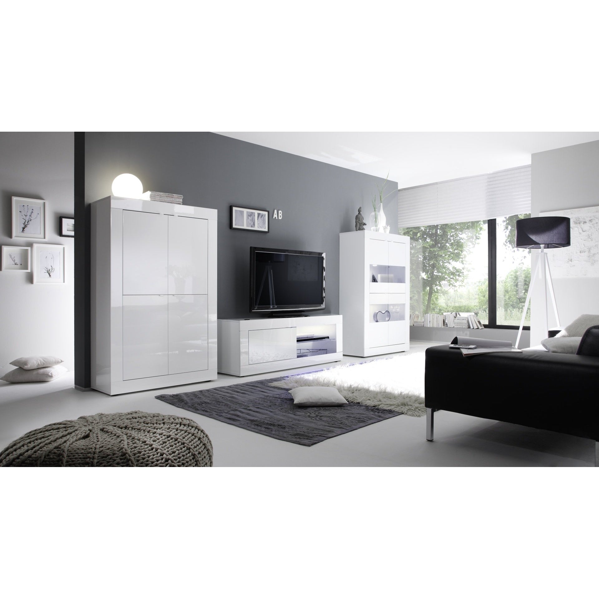 Selene Large 2 Door White Gloss TV Unit - FurniComp