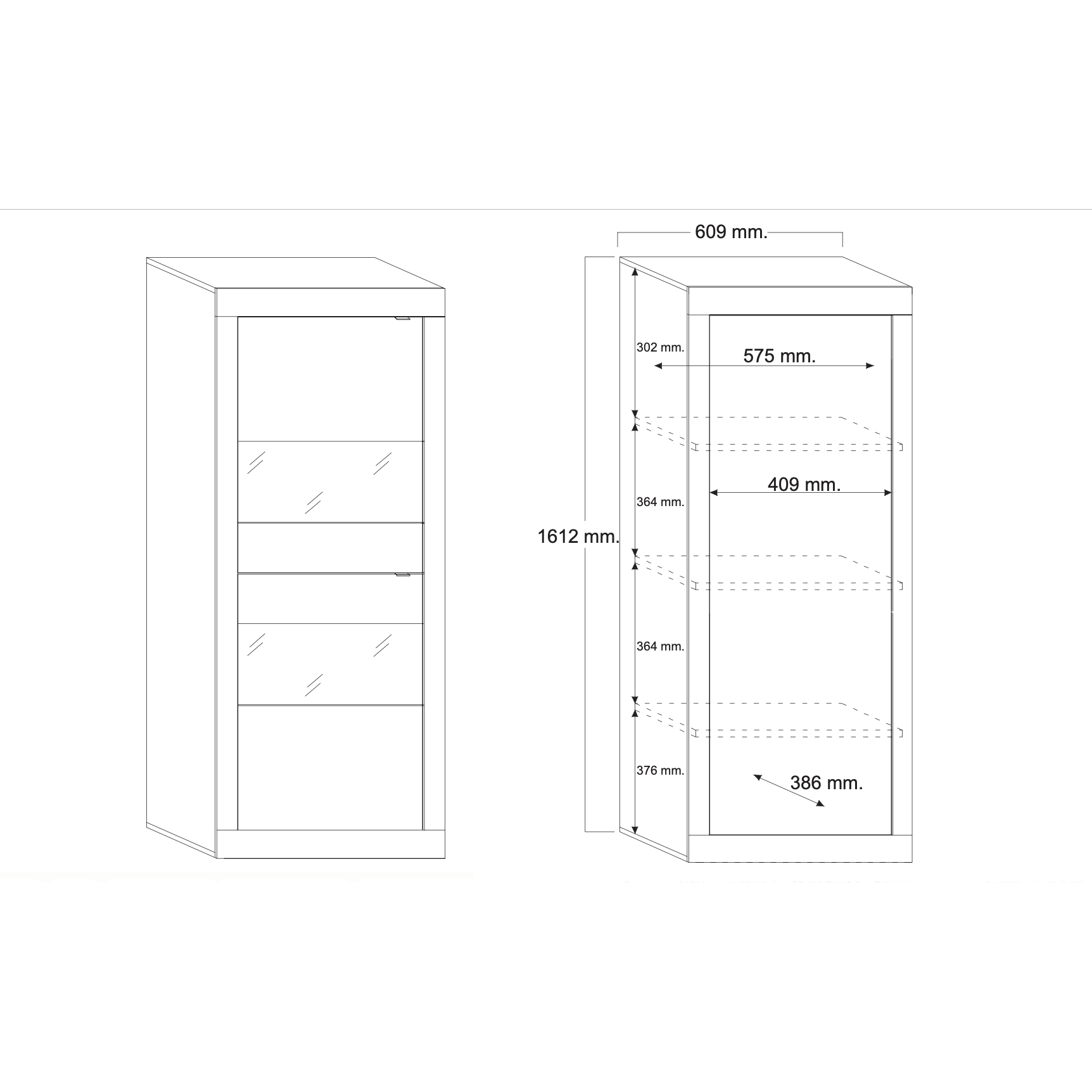 Selene Tall 2 Door White Gloss Glass Display Cabinet - FurniComp