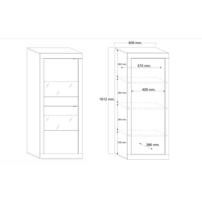 Selene Tall 2 Door White Gloss Glass Display Cabinet - FurniComp