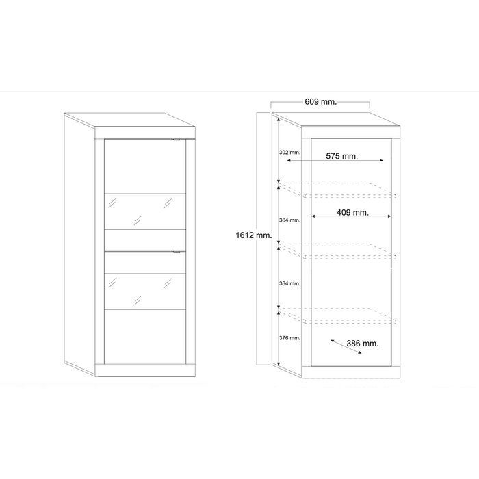 Selene Tall 2 Door White Gloss Glass Display Cabinet - FurniComp