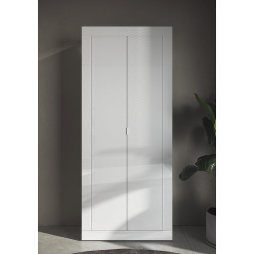 Selene White Gloss Tall Narrow Shallow Depth Hallway Wardrobe - FurniComp