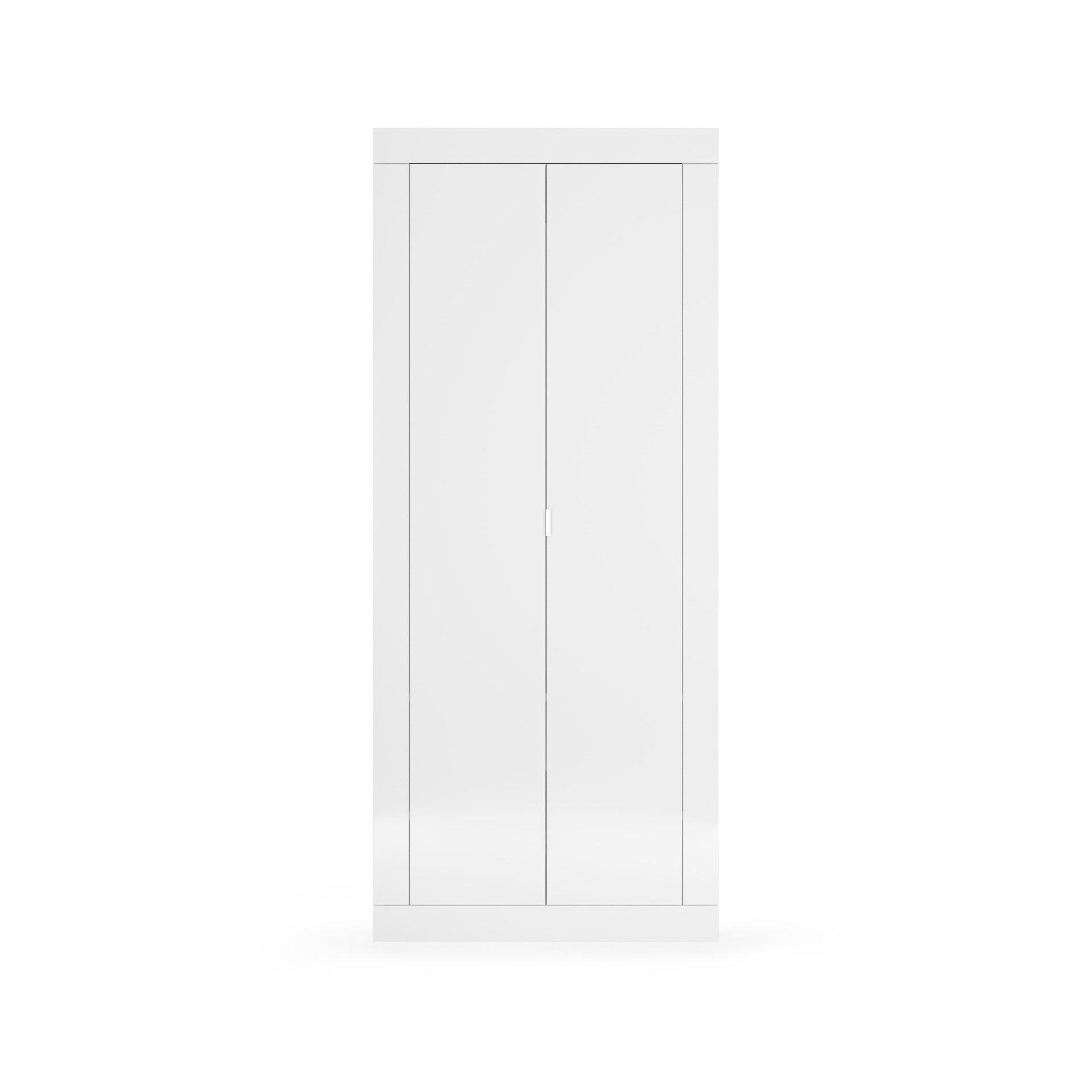 Selene White Gloss Tall Narrow Shallow Depth Hallway Wardrobe - FurniComp