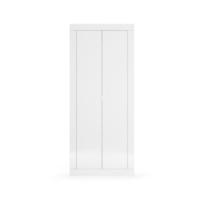 Selene White Gloss Tall Narrow Shallow Depth Hallway Wardrobe - FurniComp