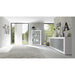 Selene Large 4 Door White Gloss and Concrete Grey Glass Display Cabinet - FurniComp