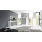 Selene 4 Door White Gloss and Concrete Grey Sideboard - FurniComp