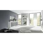 Selene 2 Door 3 Drawer White Gloss and Concrete Grey Sideboard - FurniComp