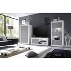Selene 1 Door White Gloss and Concrete Grey TV Unit - FurniComp