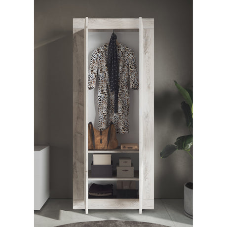 Selene White Oak Pine Tall Narrow Shallow Depth Hallway Wardrobe - FurniComp